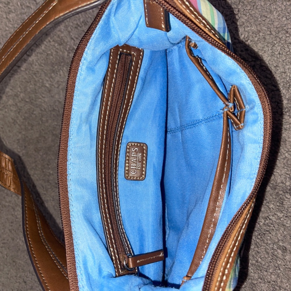 Chaps Luxemberg Blue Madras Plaid Purse - Picture 6 of 7